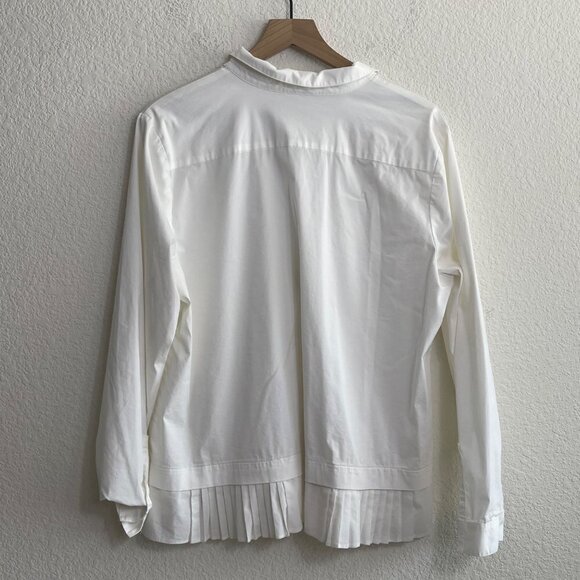 J. Jill Women White Shirt Collection White Button Up Pleated Hem Size Small. - Picture 9 of 11